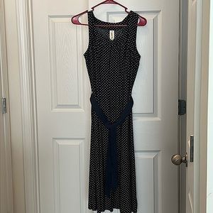 PerSeption Concept Navy Polka Dot Dress EUC
